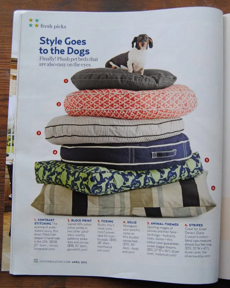 Blush Ticking Stripe Dog Bed