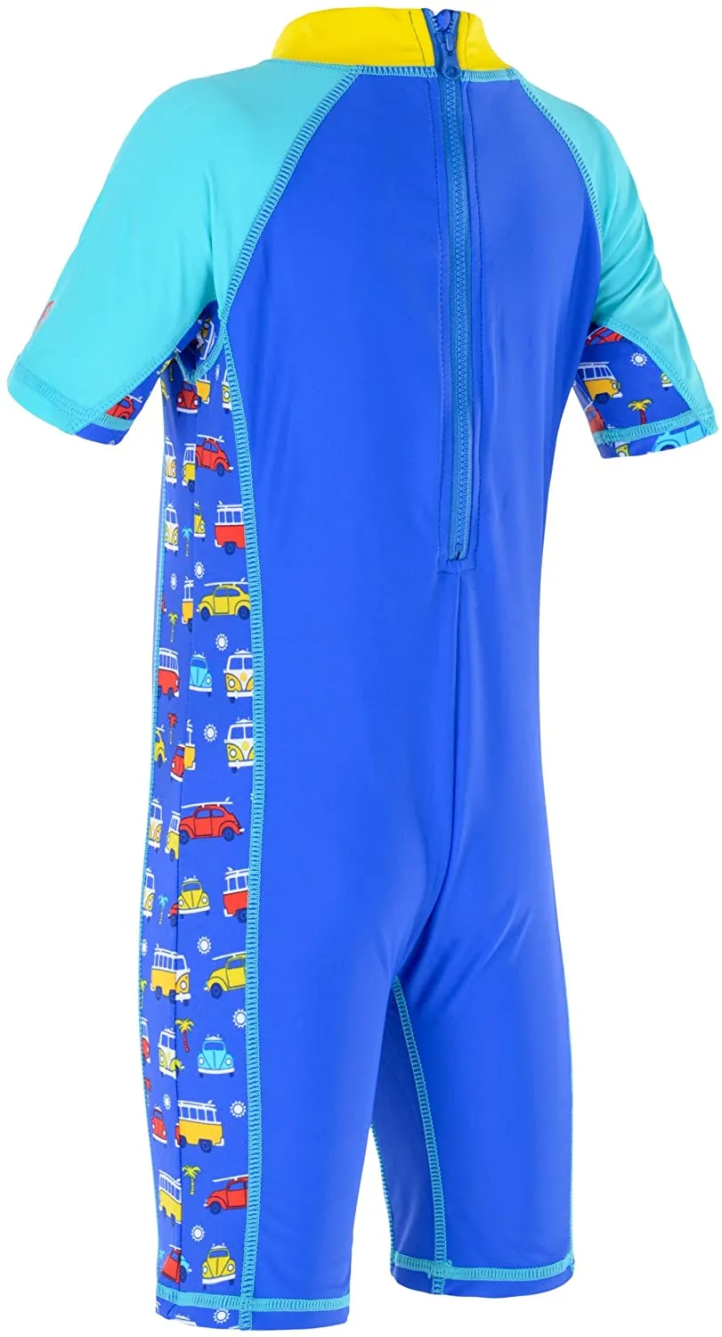 Board Masters Volkswagen Boys Upf 50  Protection Sunsuit - Kids Swimsuit - Blue Age2