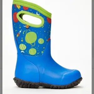 Bogs Blue and Green Space Rain boot size 3 new in box waterproof and insulated