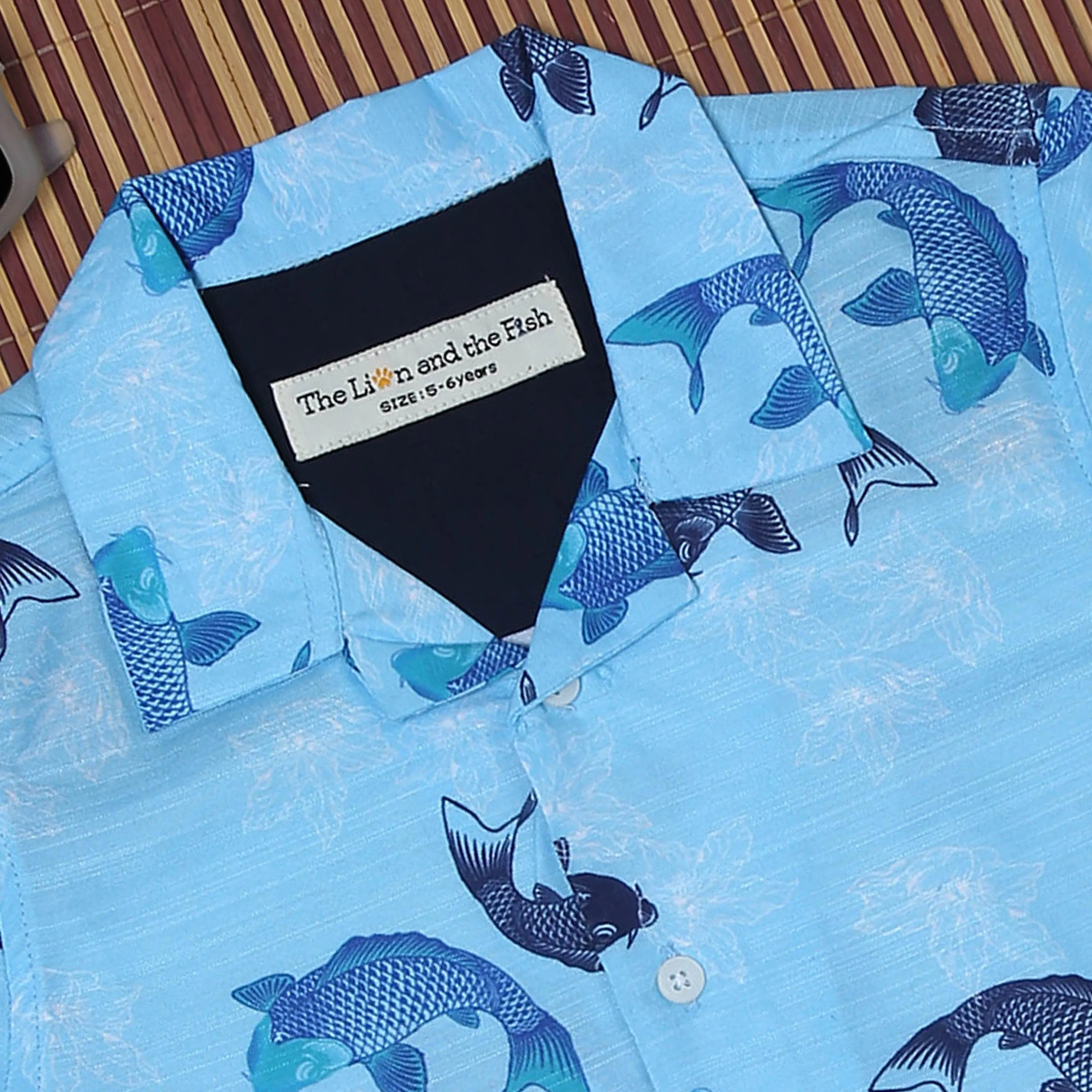 Boys Dolphin Printed Shirt & Short Co-Ord Set Aurora Blue