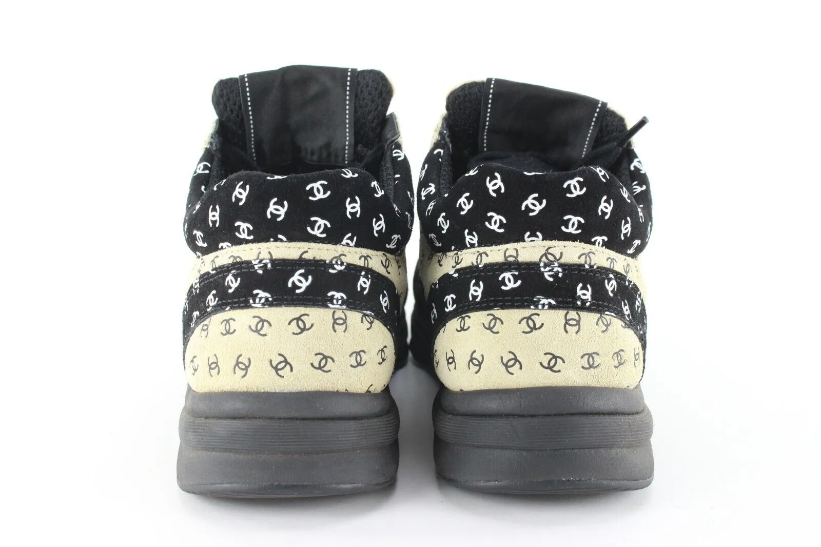 Chanel Women's 36 Light Brown x Black CC All Over Trainer Sneaker 1CJ0106