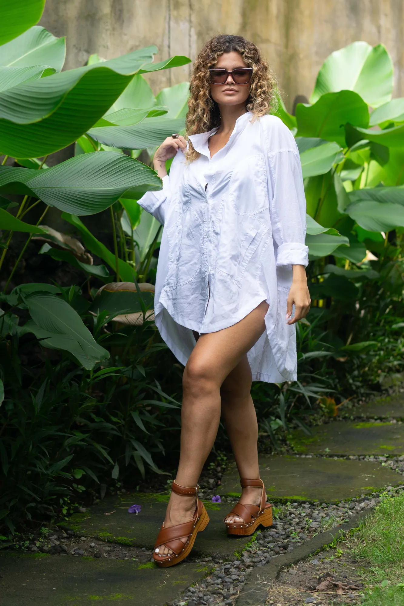'Charli' Boyfriend Cotton Shirt Dress - White