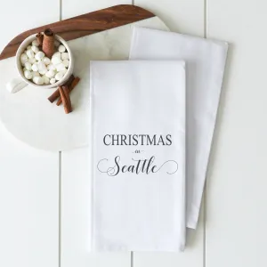 Christmas In Seattle Custom Tea Towel.
