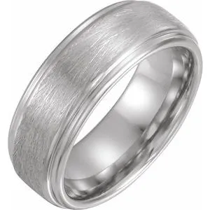 Cobalt 8 mm Flat Edge Band with Brush Finish Size 8.5