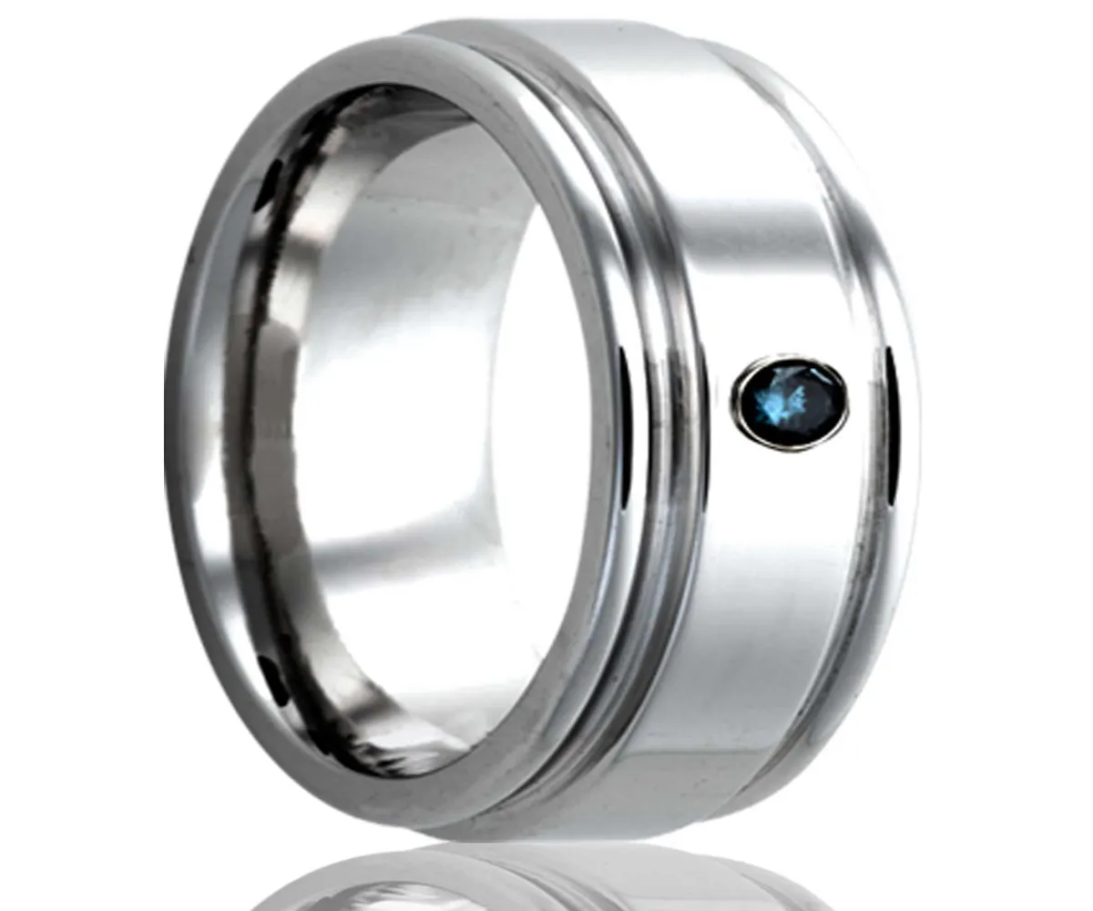 Cobalt Deep Groove Blue Diamond Ring