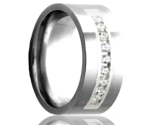 Cobalt Diamond & Palladium Inlay Flat Edge Ring
