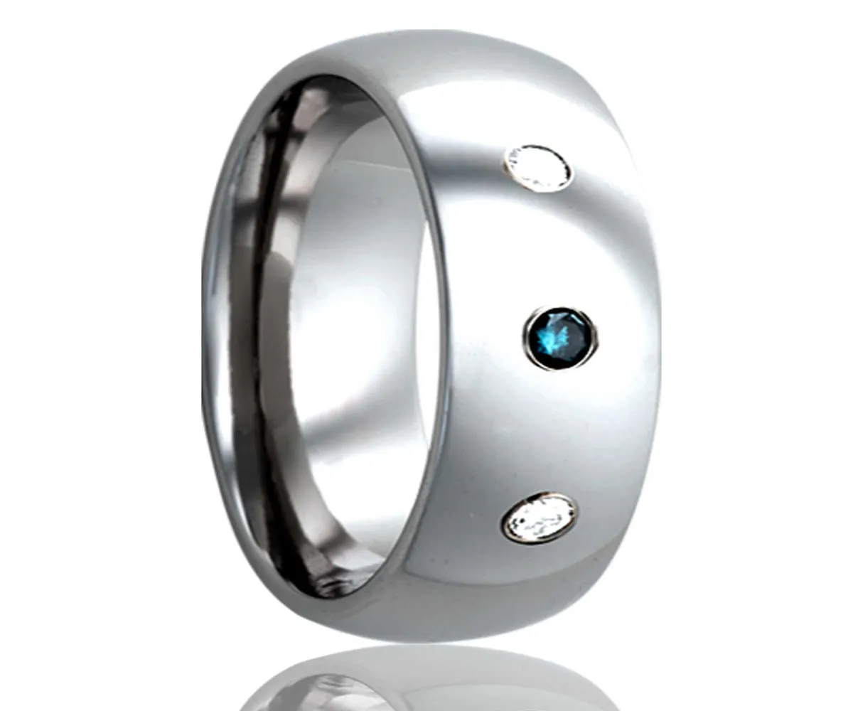 Cobalt Domed Blue & White Diamond Ring