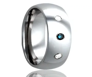 Cobalt Domed Blue & White Diamond Ring