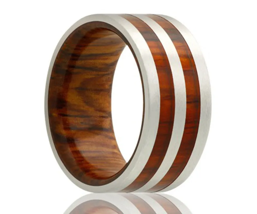 Cobalt Double Row Cocobolo Wood Ring