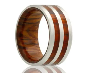 Cobalt Double Row Cocobolo Wood Ring