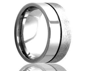 Cobalt Flat Center Groove Ring