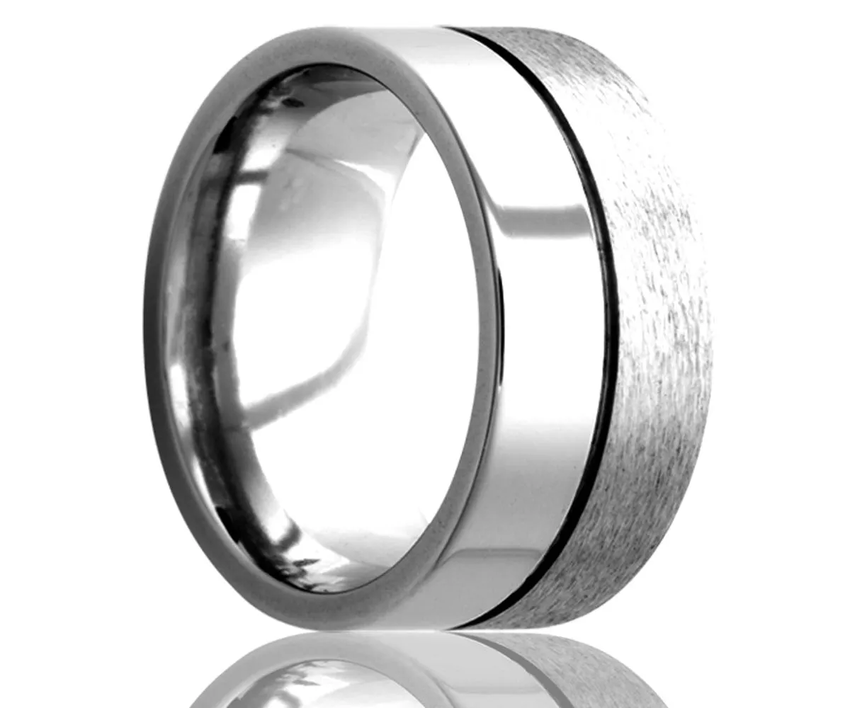 Cobalt Flat Center Groove Ring