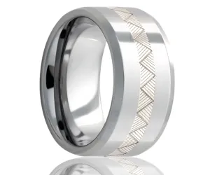 Cobalt Silver Engraved Weaved Inlay Ring