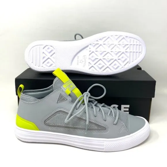 Converse Ctas Ultra OX All Star Mid  Gray Lime Leather Women’s Sneakers 172153C