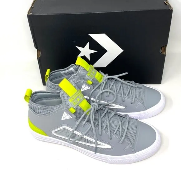 Converse Ctas Ultra OX All Star Mid  Gray Lime Leather Women’s Sneakers 172153C