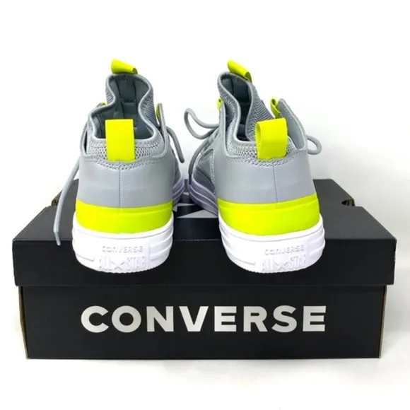 Converse Ctas Ultra OX All Star Mid  Gray Lime Leather Women’s Sneakers 172153C