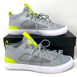 Converse Ctas Ultra OX All Star Mid  Gray Lime Leather Women’s Sneakers 172153C