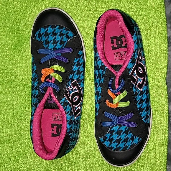 DC Chelsea Houndstooth Sneakers Multicolor No Tie Stretchable Laces