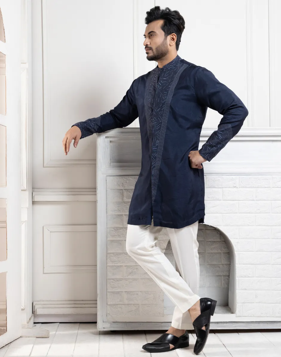 Deep Sapphire Kurta Set Regal Statement of Timeless Elegance