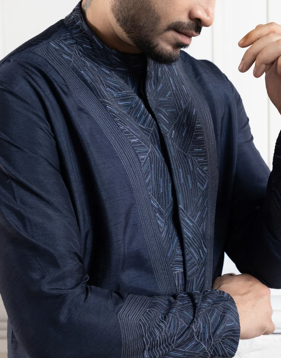 Deep Sapphire Kurta Set Regal Statement of Timeless Elegance