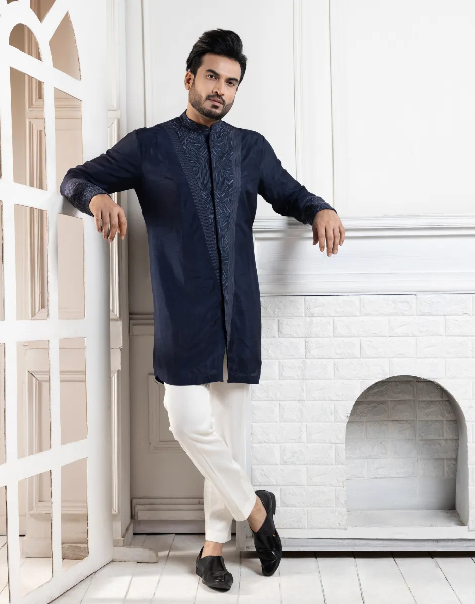 Deep Sapphire Kurta Set Regal Statement of Timeless Elegance