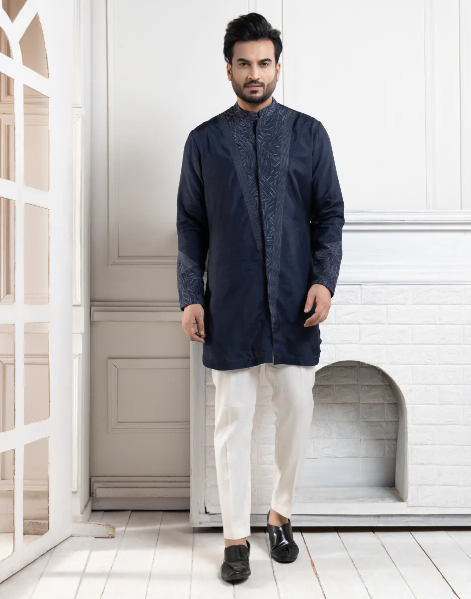 Deep Sapphire Kurta Set Regal Statement of Timeless Elegance