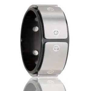 Diamond Rivet Cobalt and Black Zirconium Ring