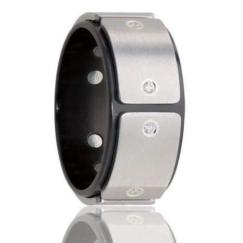 Diamond Rivet Cobalt and Black Zirconium Ring