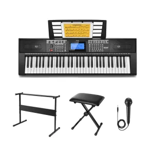 Donner DEK-610s Portable Piano Keyboard 61 Keys for Beginner with keyboard stand, bench, music stand, microphone, adapter