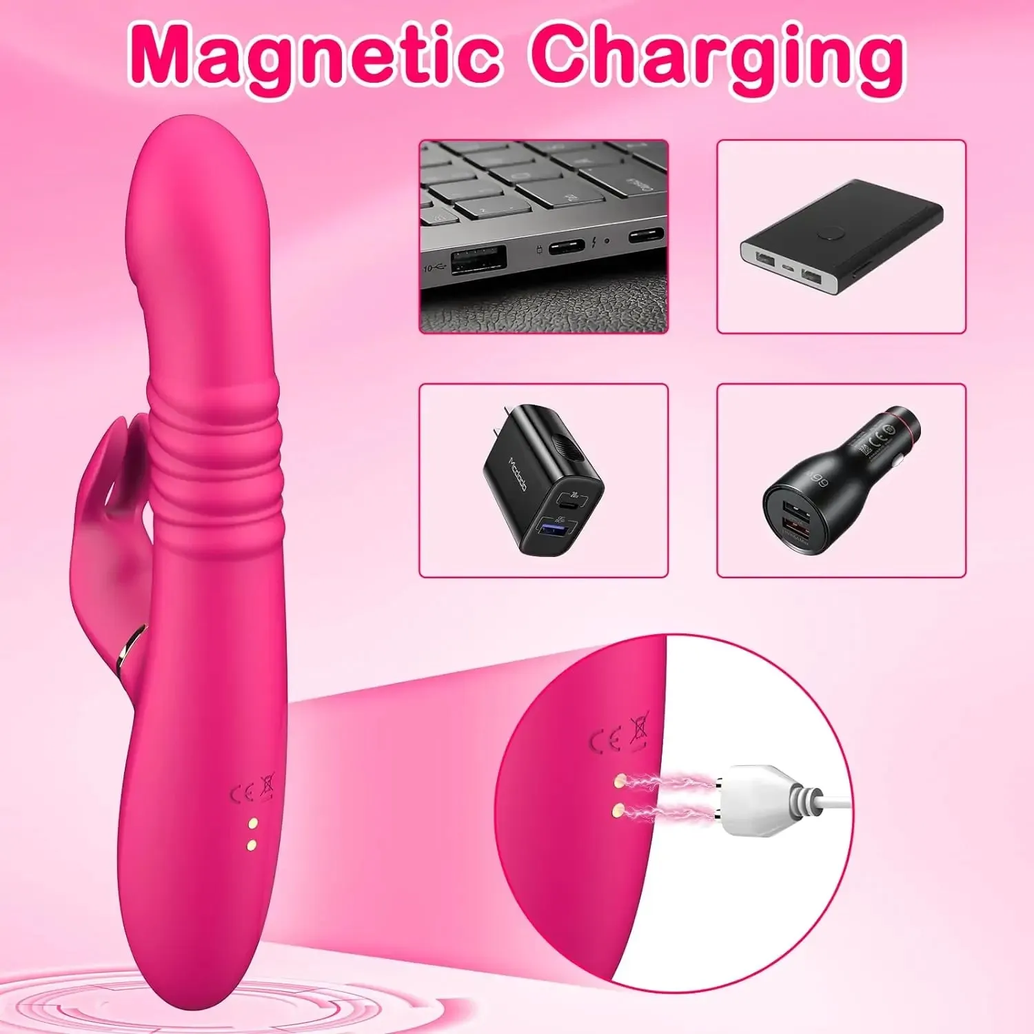 Dual Glow 9 Thrusting & 9 Vibrating Modes Rabbit Vibrator On-Screen Display