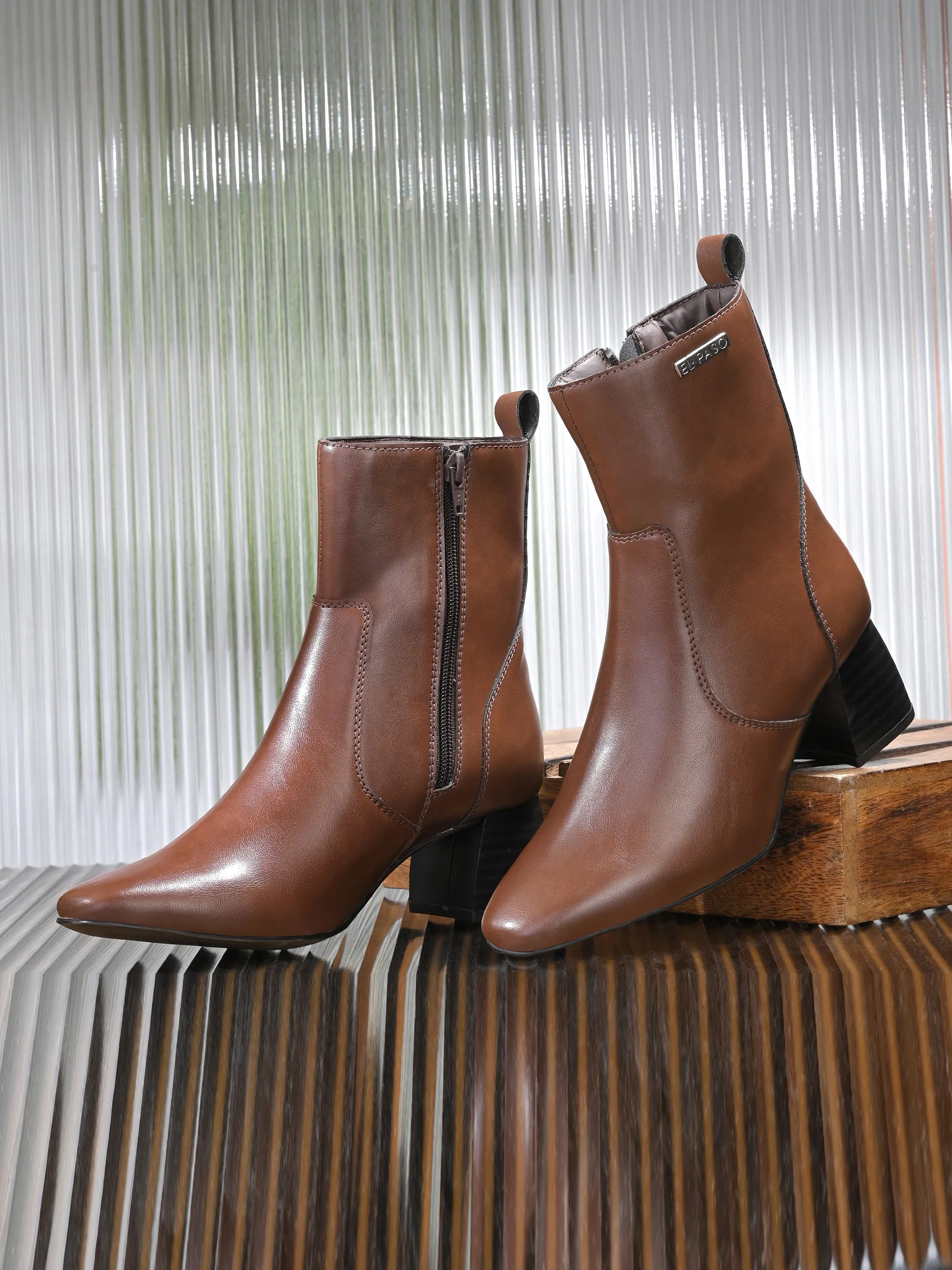 El Paso Women Faux Leather Casual Chelsea Boots