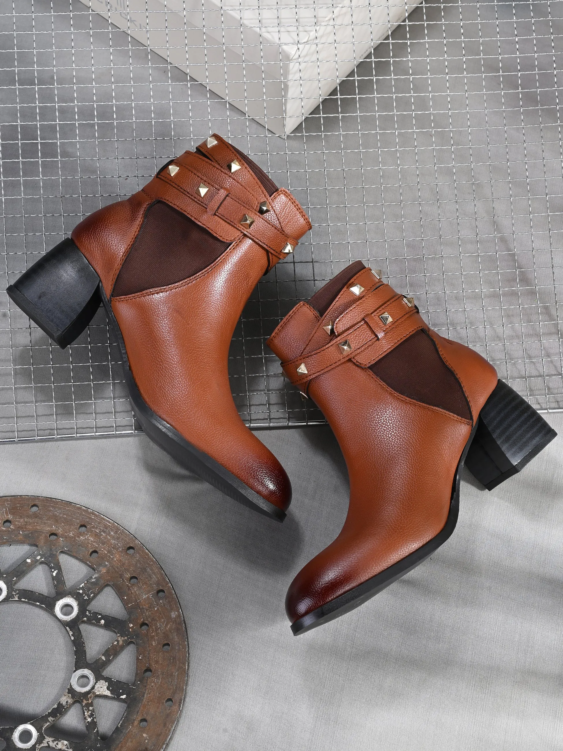EL PASO Women Faux Leather Casual Slip On Boots