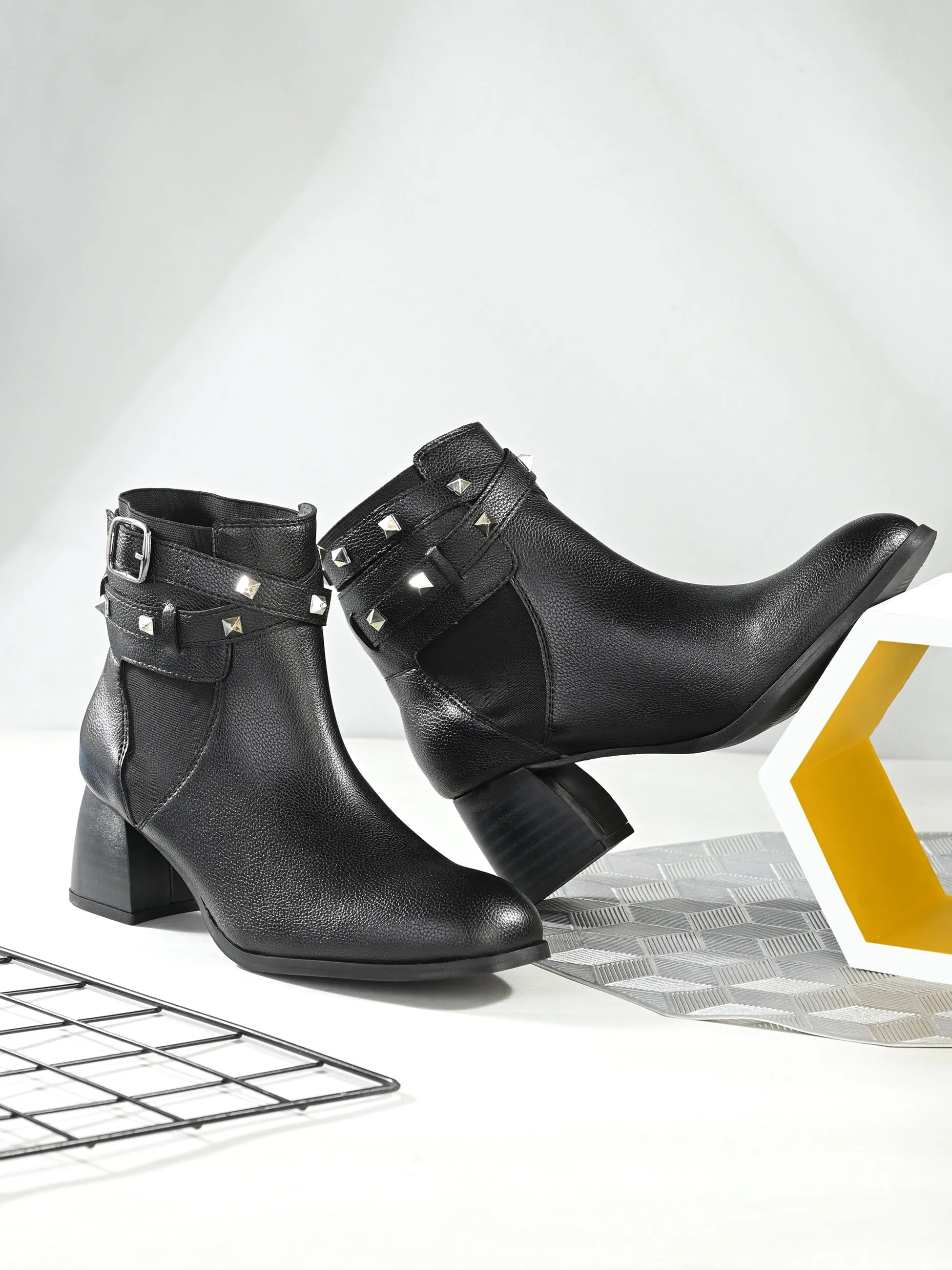 EL PASO Women Faux Leather Casual Slip On Boots