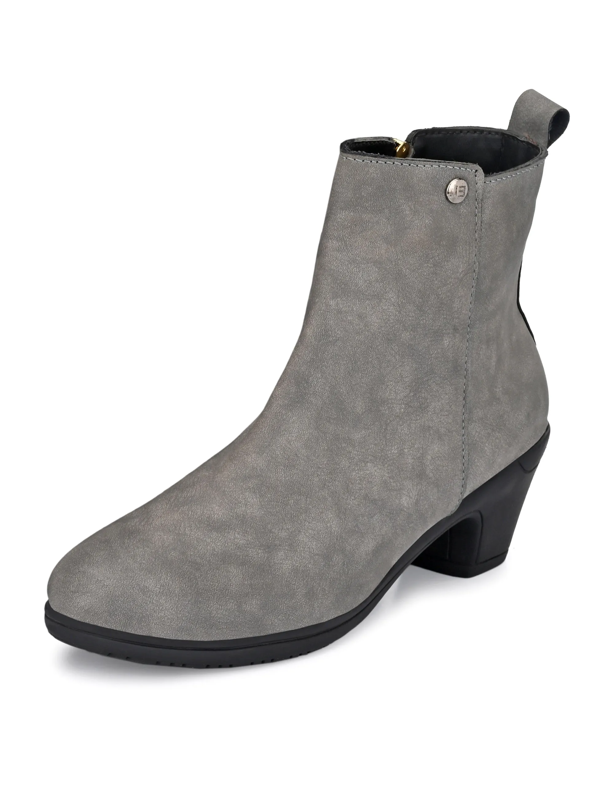 Elegant Ebony Zip-Up Bootie For Women