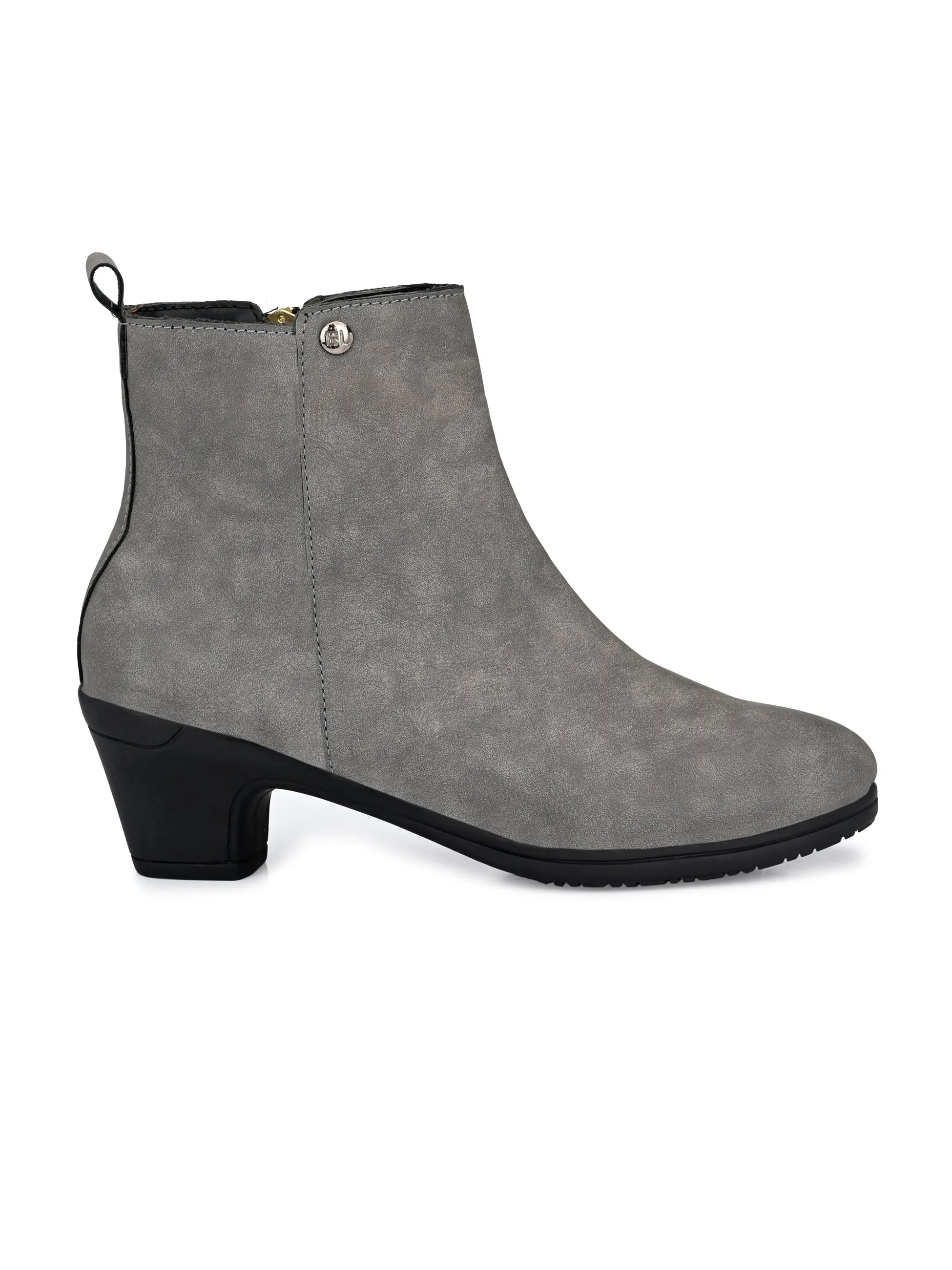 Elegant Ebony Zip-Up Bootie For Women