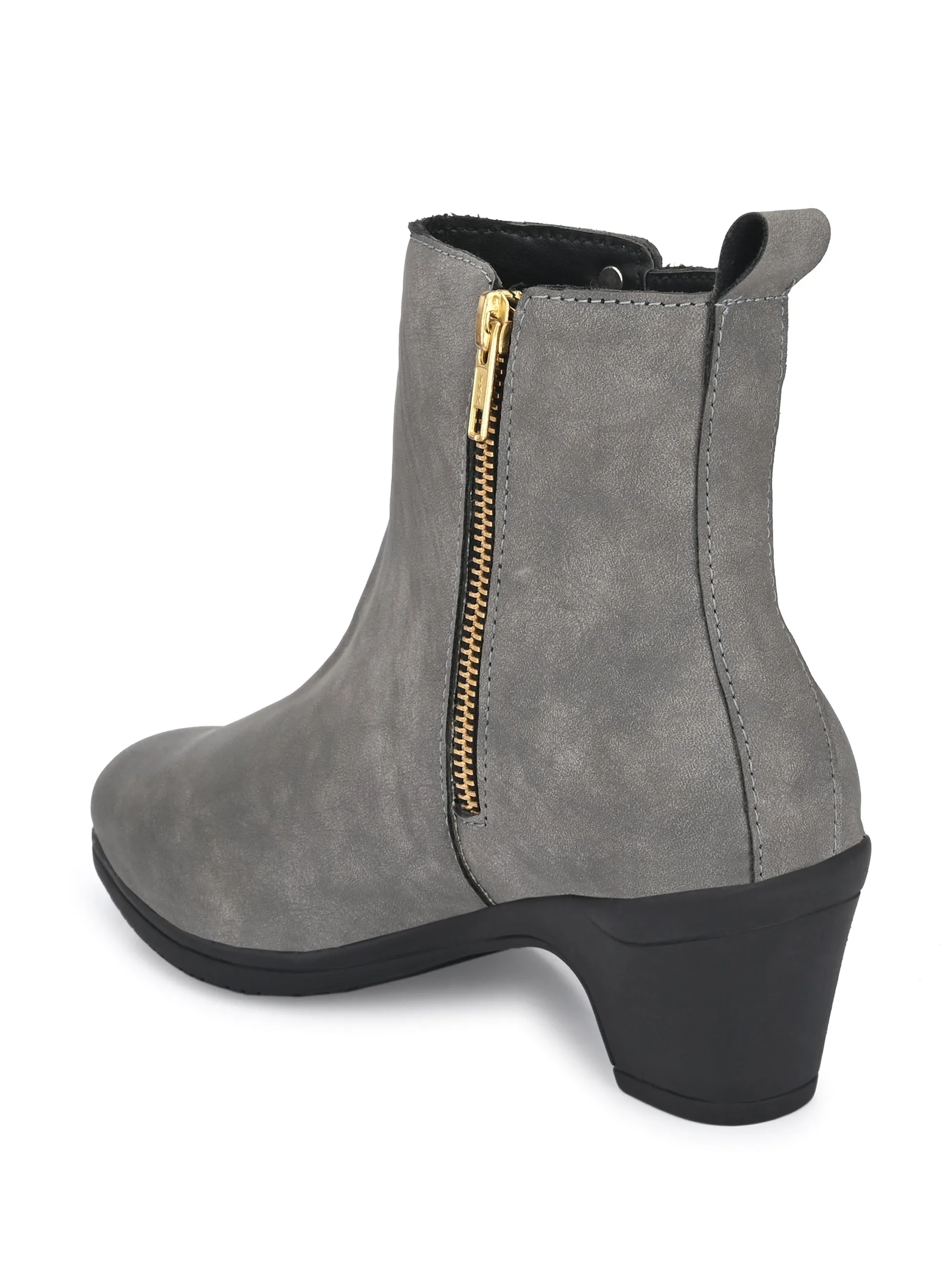 Elegant Ebony Zip-Up Bootie For Women