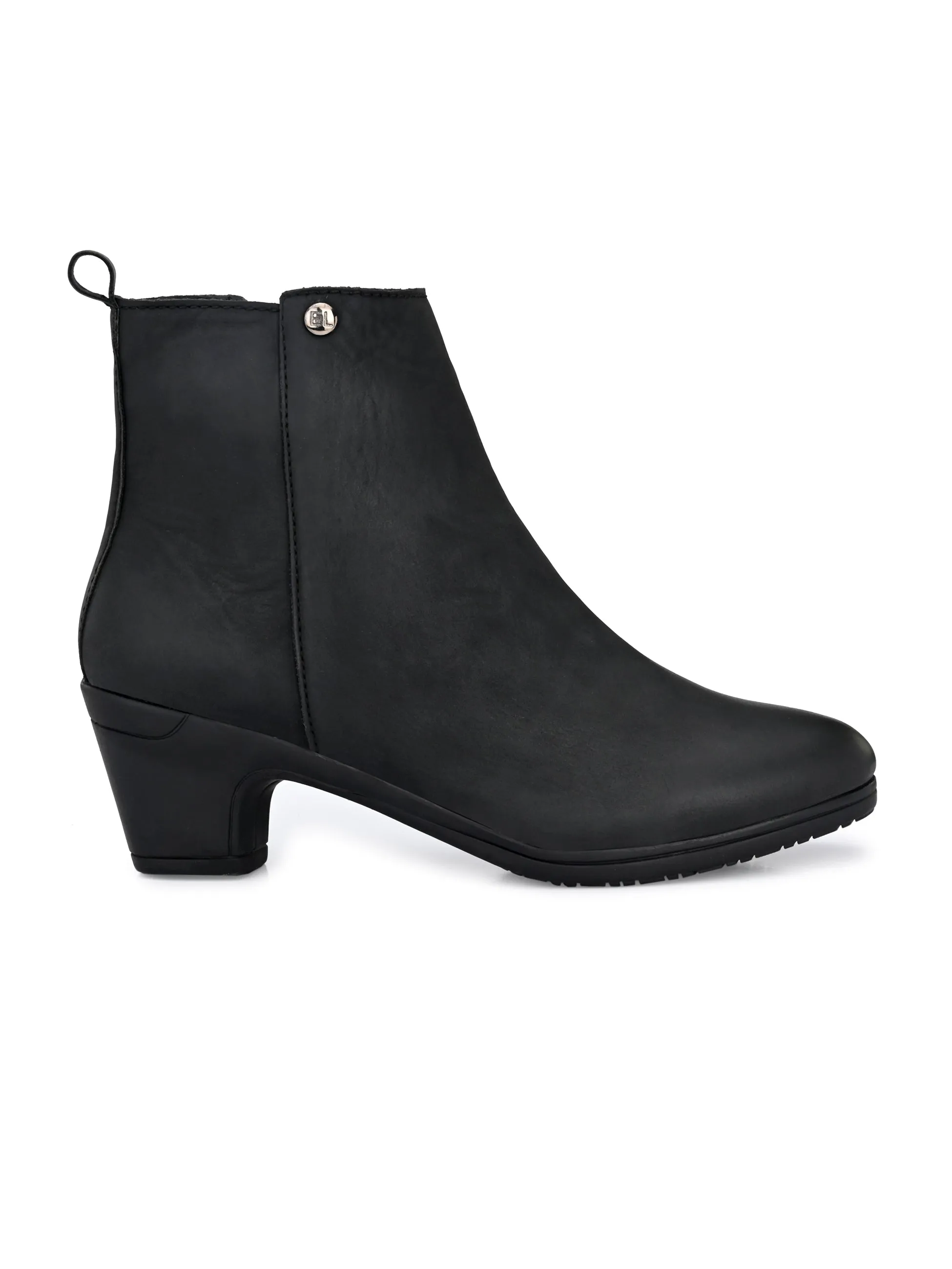 Elegant Ebony Zip-Up Bootie For Women