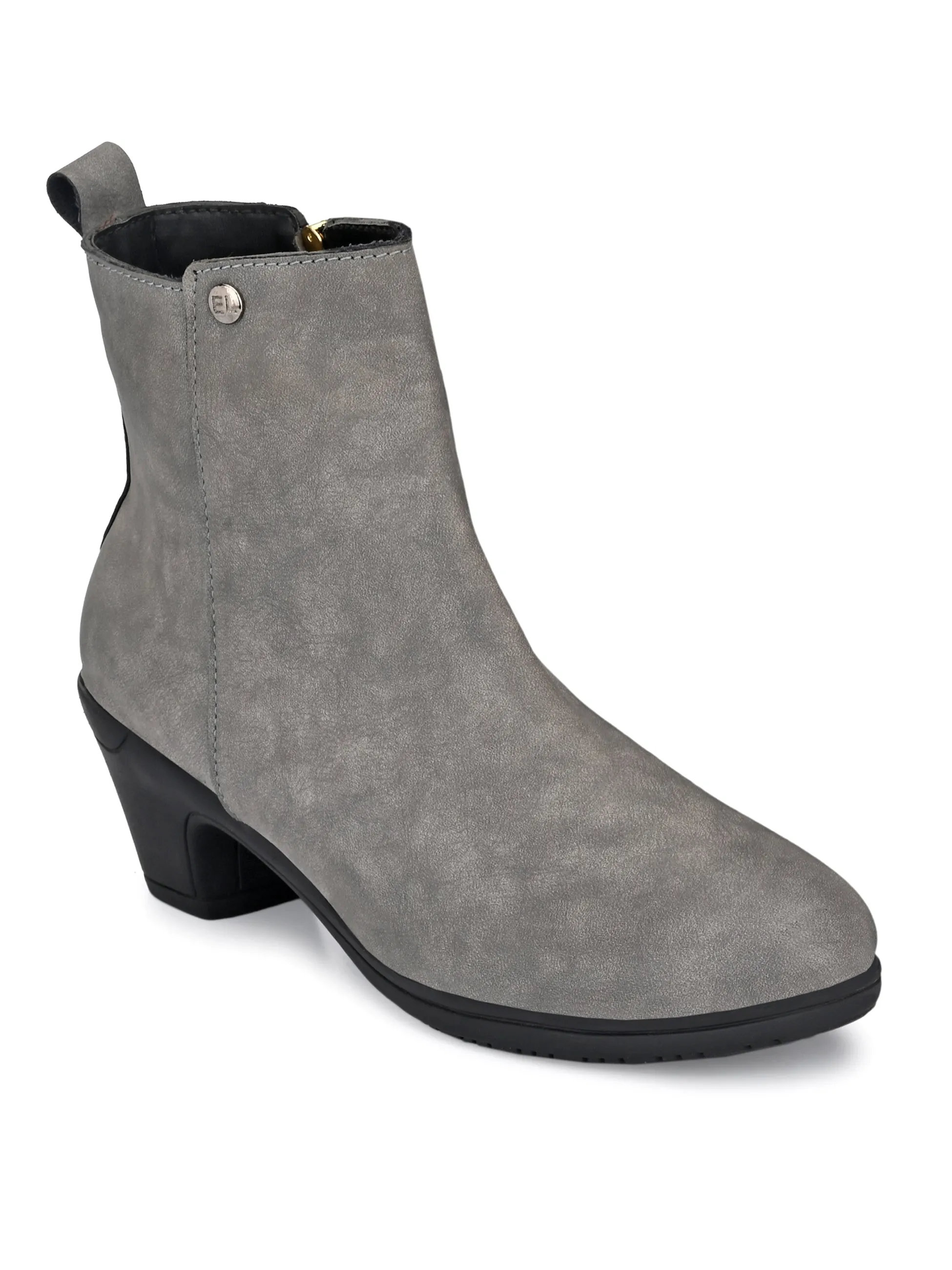 Elegant Ebony Zip-Up Bootie For Women