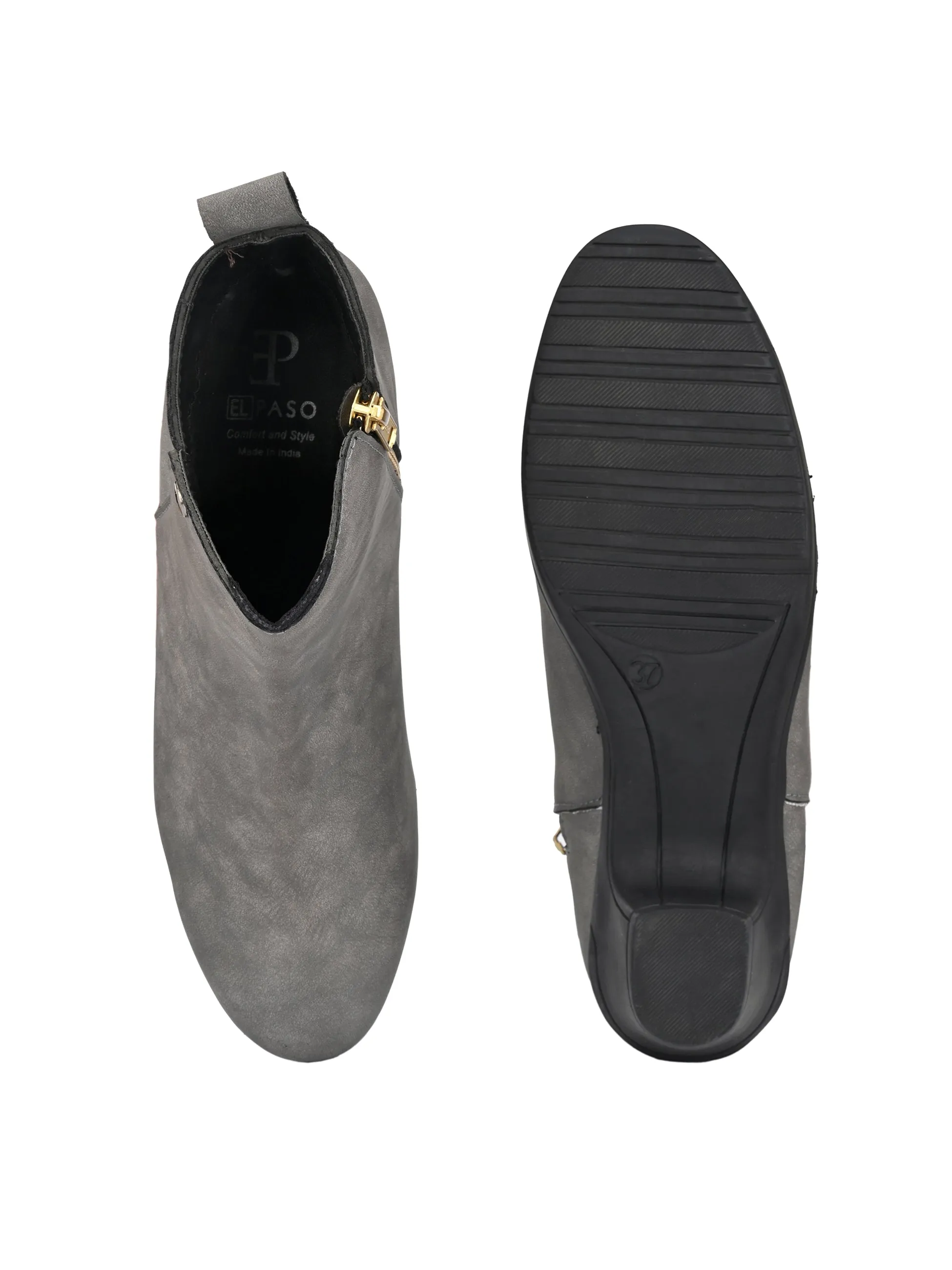 Elegant Ebony Zip-Up Bootie For Women