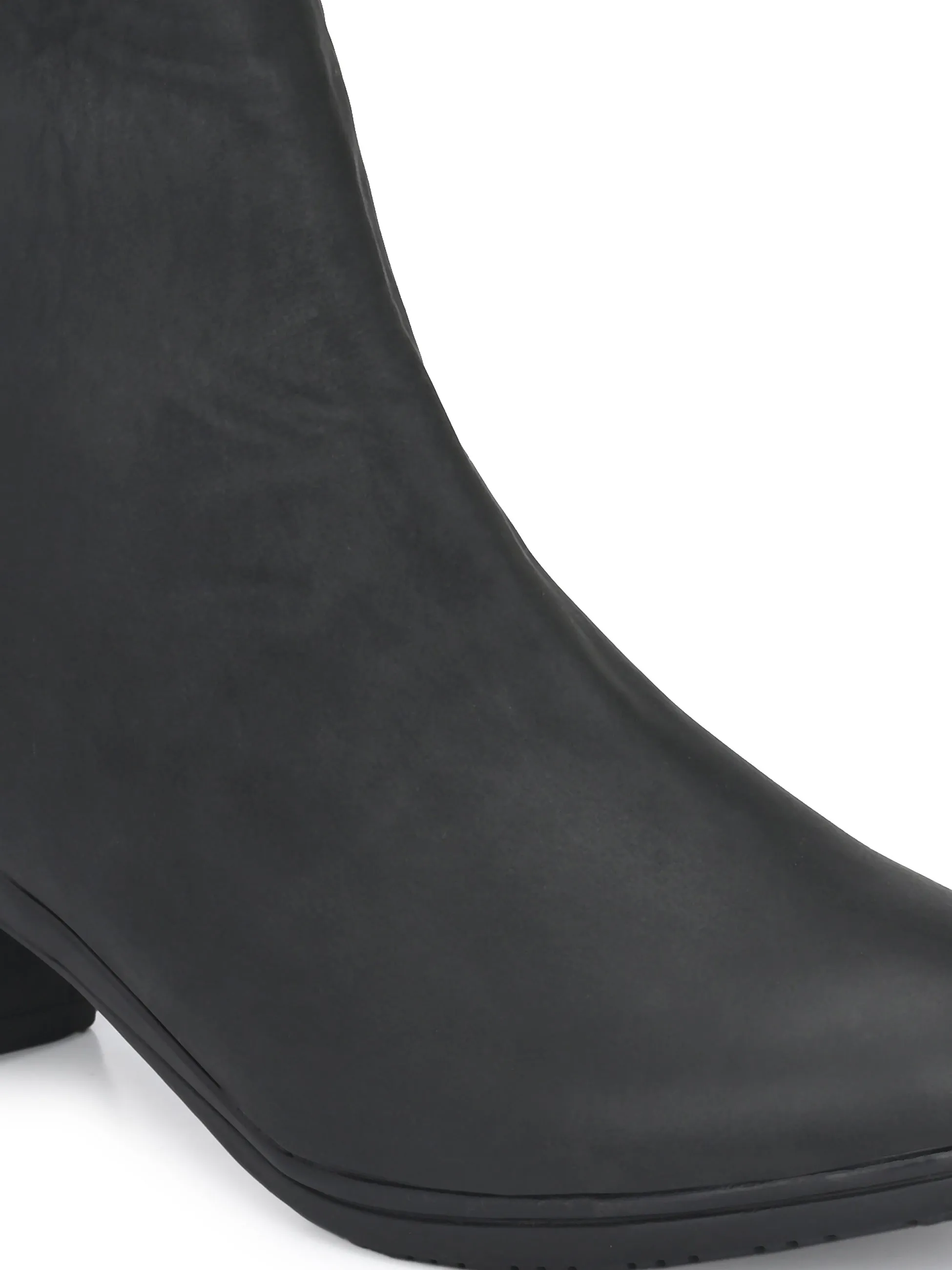 Elegant Ebony Zip-Up Bootie For Women