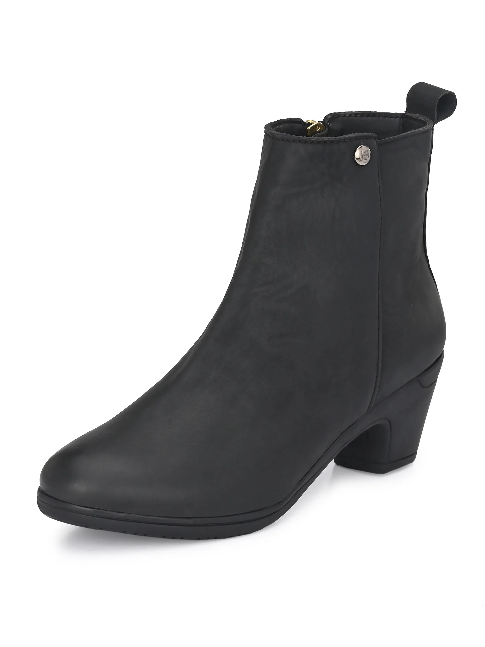Elegant Ebony Zip-Up Bootie For Women