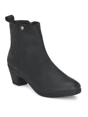 Elegant Ebony Zip-Up Bootie For Women