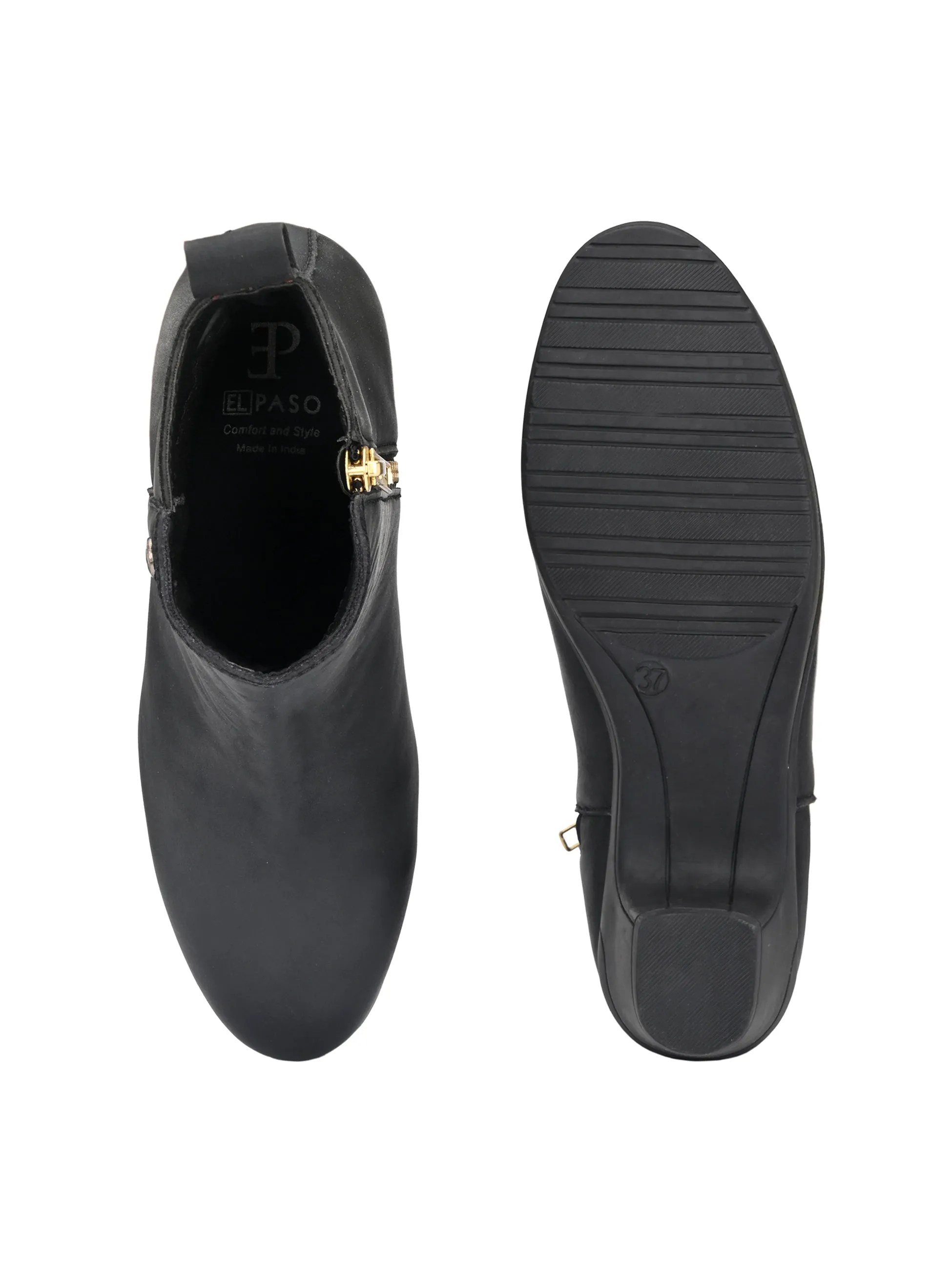 Elegant Ebony Zip-Up Bootie For Women