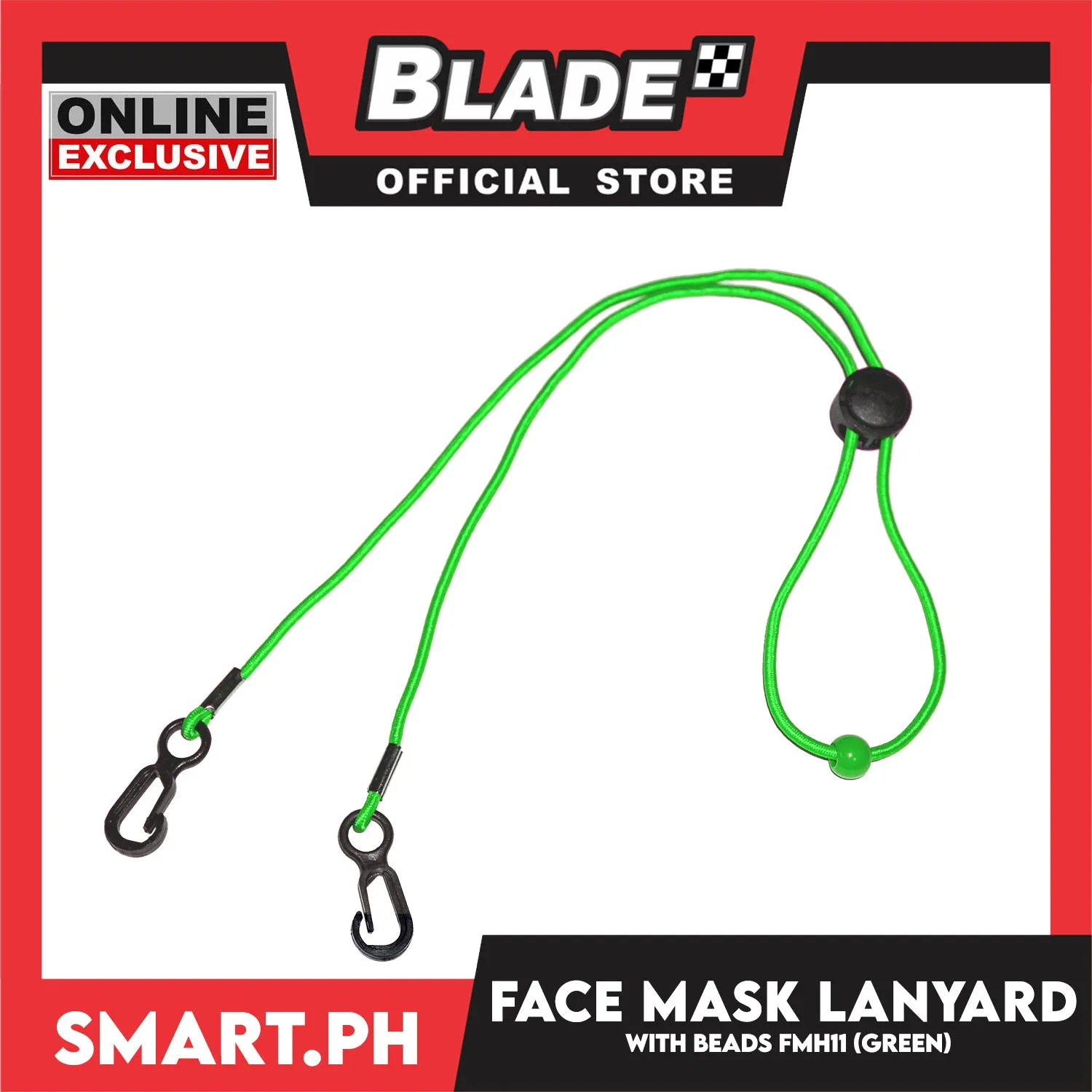 Face Mask Lanyard With Clip And Beads, Adjustable Strap Holder FMH11 (Green) Fashionable Face Necklace Strap for Women And Men
