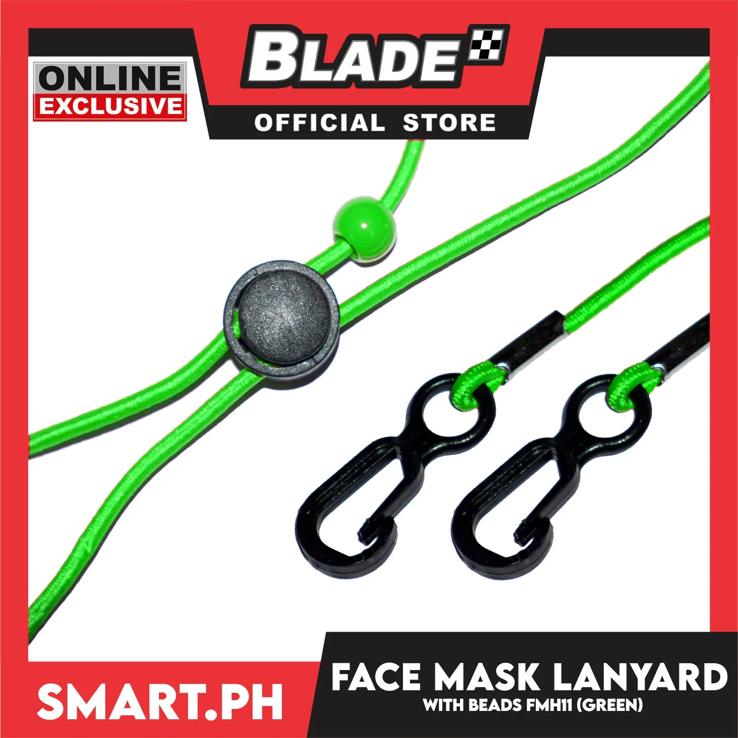 Face Mask Lanyard With Clip And Beads, Adjustable Strap Holder FMH11 (Green) Fashionable Face Necklace Strap for Women And Men