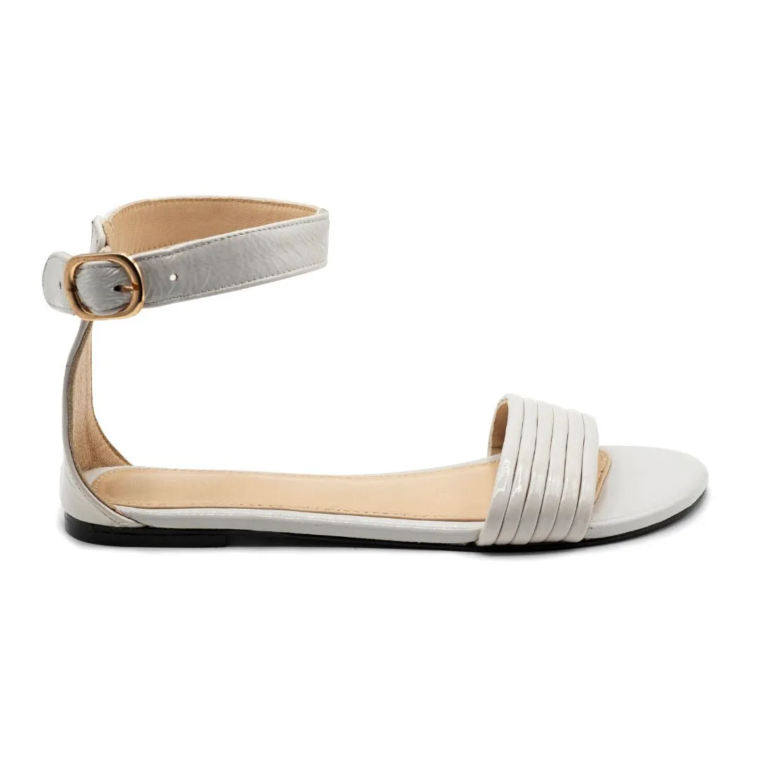FAK5 - Milky Grey - Leather Ankle Strap Sandals