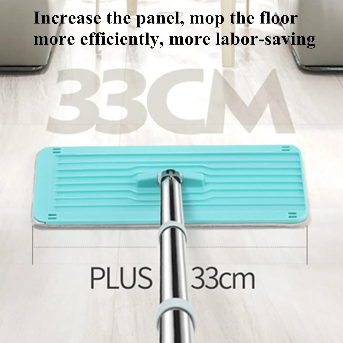 Flat Mop Squeeze Bucket Hand Free Wringing Floor Cleaning Microfiber Mop Pads Wet Dry Usage on Hardwood Laminate Tile