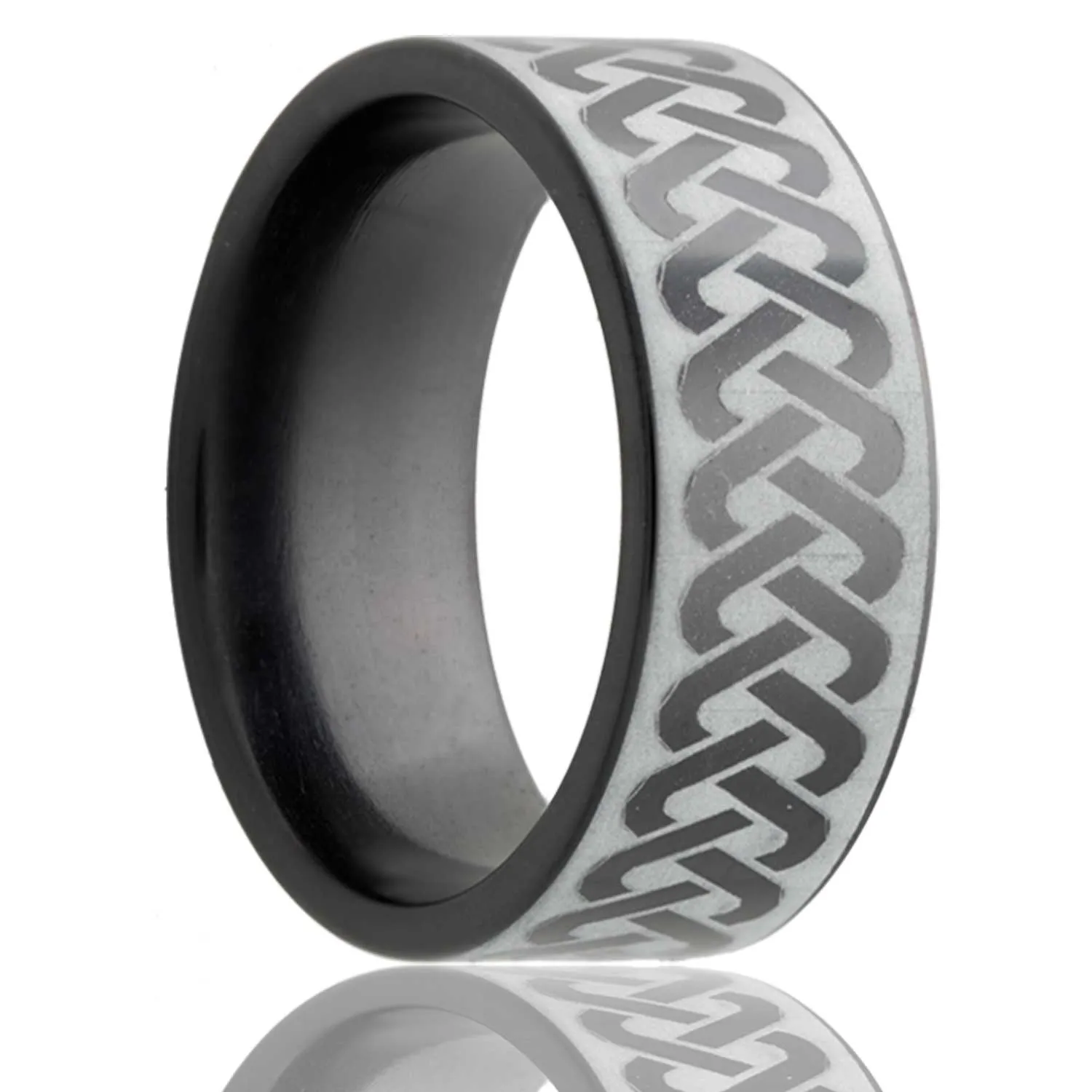 Flat Zirconium Band with a Laser Pattern