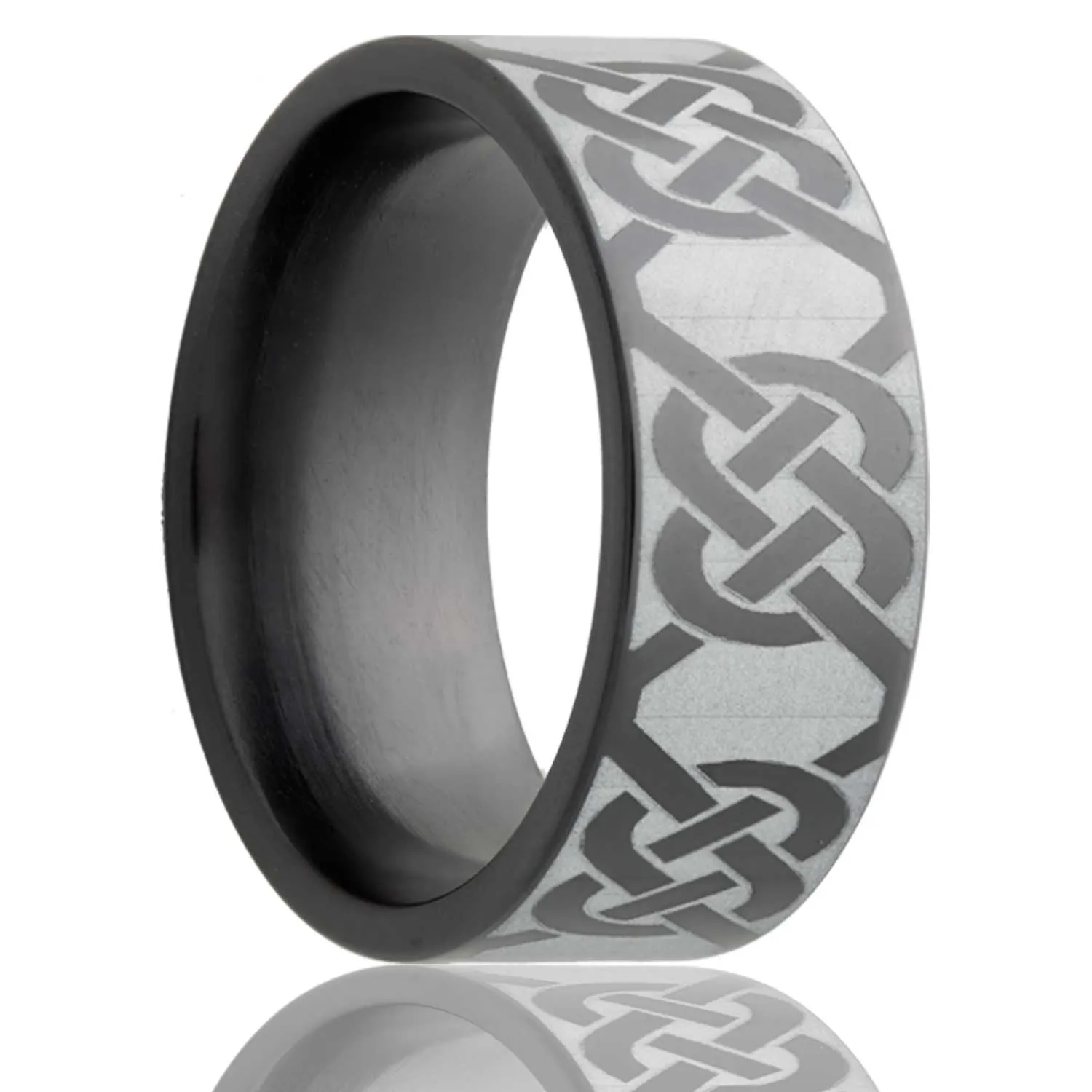 Flat Zirconium Band with a Laser Pattern
