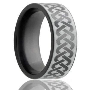 Flat Zirconium Band with a Laser Pattern